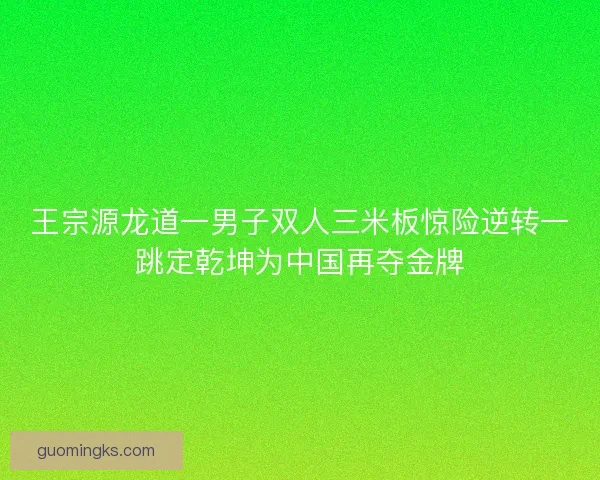 王宗源龙道一男子双人三米板惊险逆转一跳定乾坤为中国再夺金牌